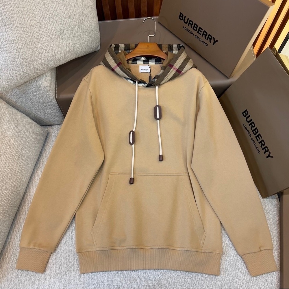 Burberry Beige Hoodie with Checkered Hood